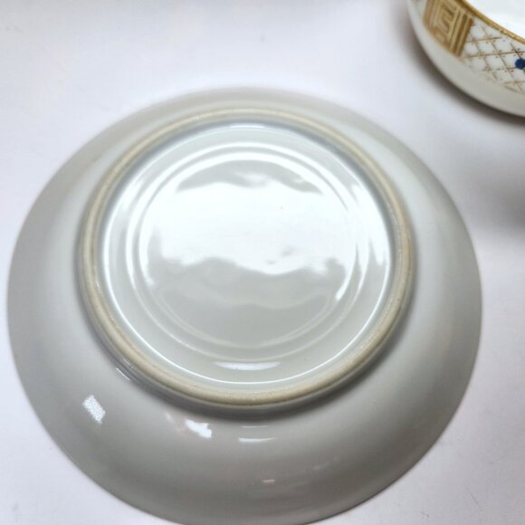 Nippon Teacup and Saucer Set Vintage Hand Painted Blue Flowers Gold Trim - Picture 7 of 11